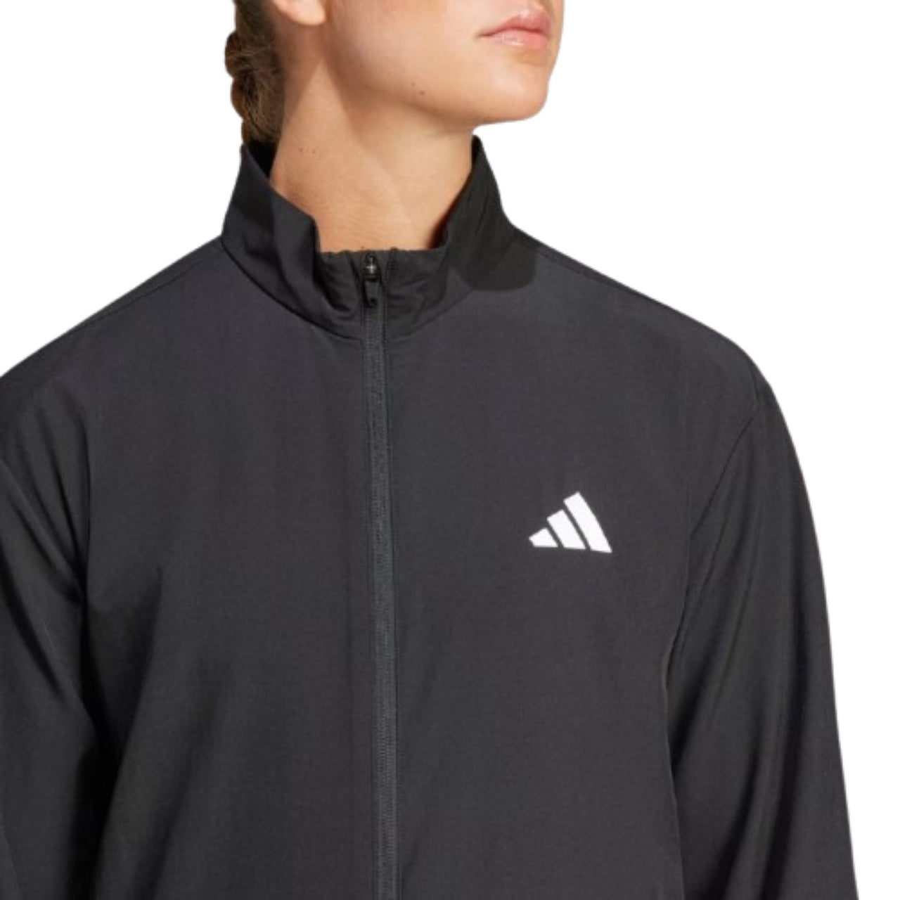 (WMNS) adidas Train Essentials 3-Stripes Woven Warm-Up Jacket 'Black White' JD6539