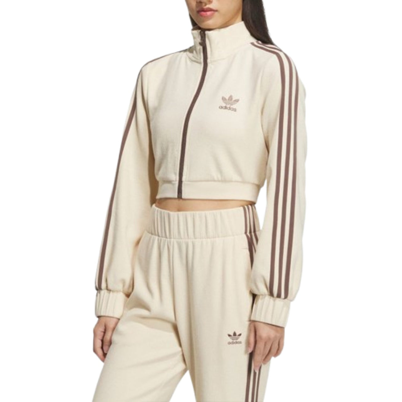 (WMNS) adidas Cropped Jacket Asia Sizing 'Beige' IP3005