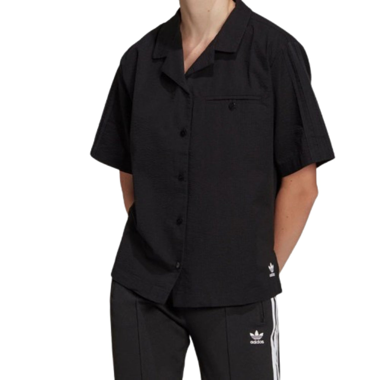 (WMNS) adidas Adicolor Classics Poplin Shirt Asia Sizing 'Black' HC2055