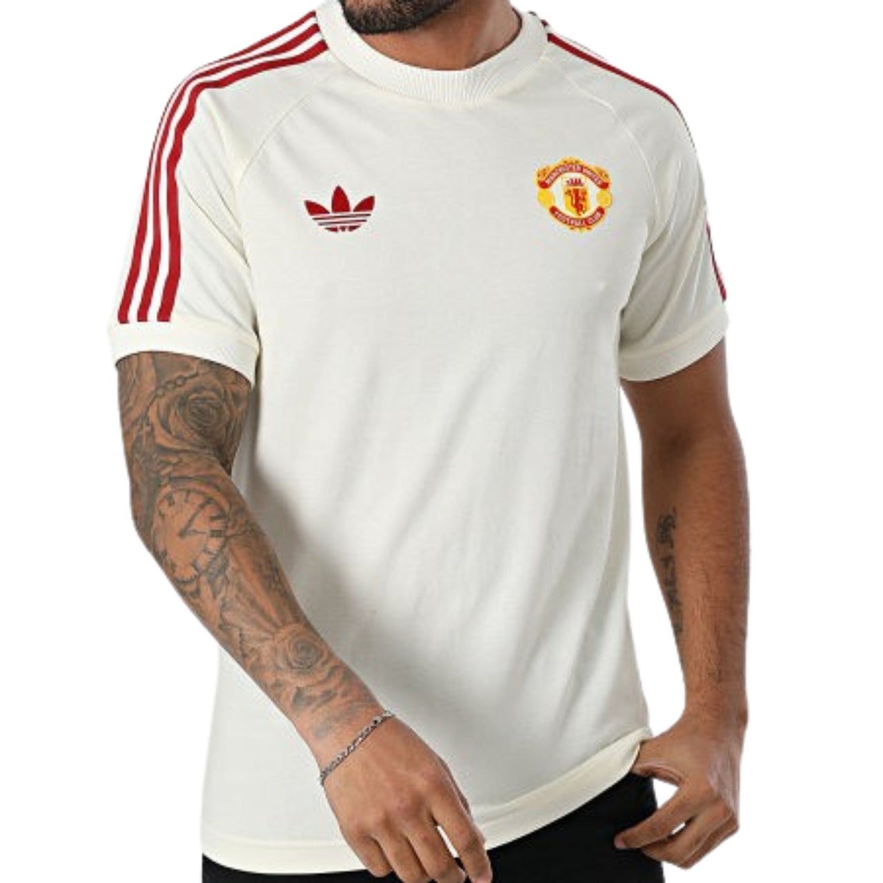 adidas Manchester United Adicolor Classics 3-Stripes T-Shirt Asia Sizing 'White Red' IY0045