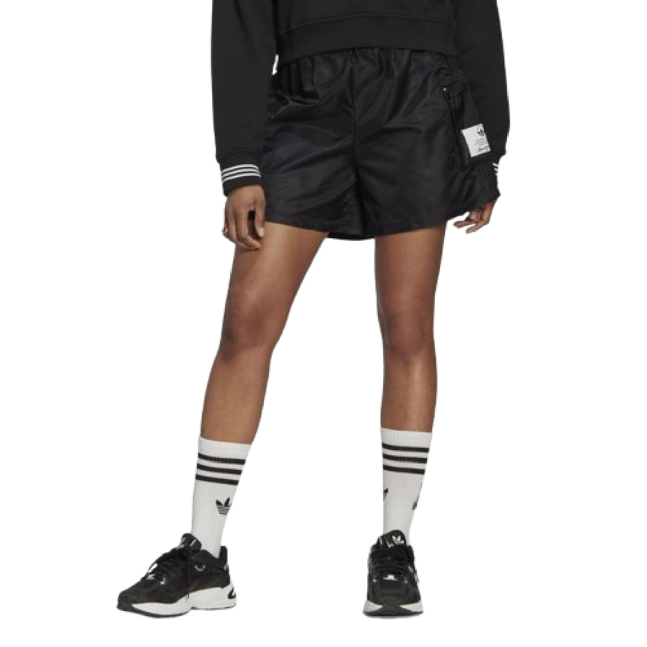 (WMNS) adidas High-Waist Nylon Shorts Asia Sizing 'Black' HL9061