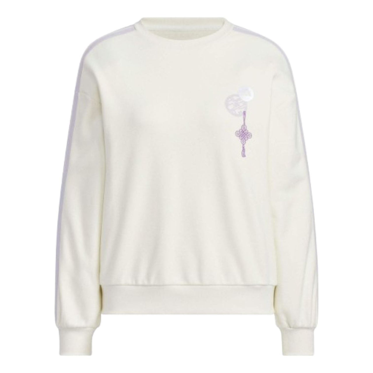(WMNS) adidas CNY Crewneck Sweatshirt Asia Sizing 'White Purple' JZ1664