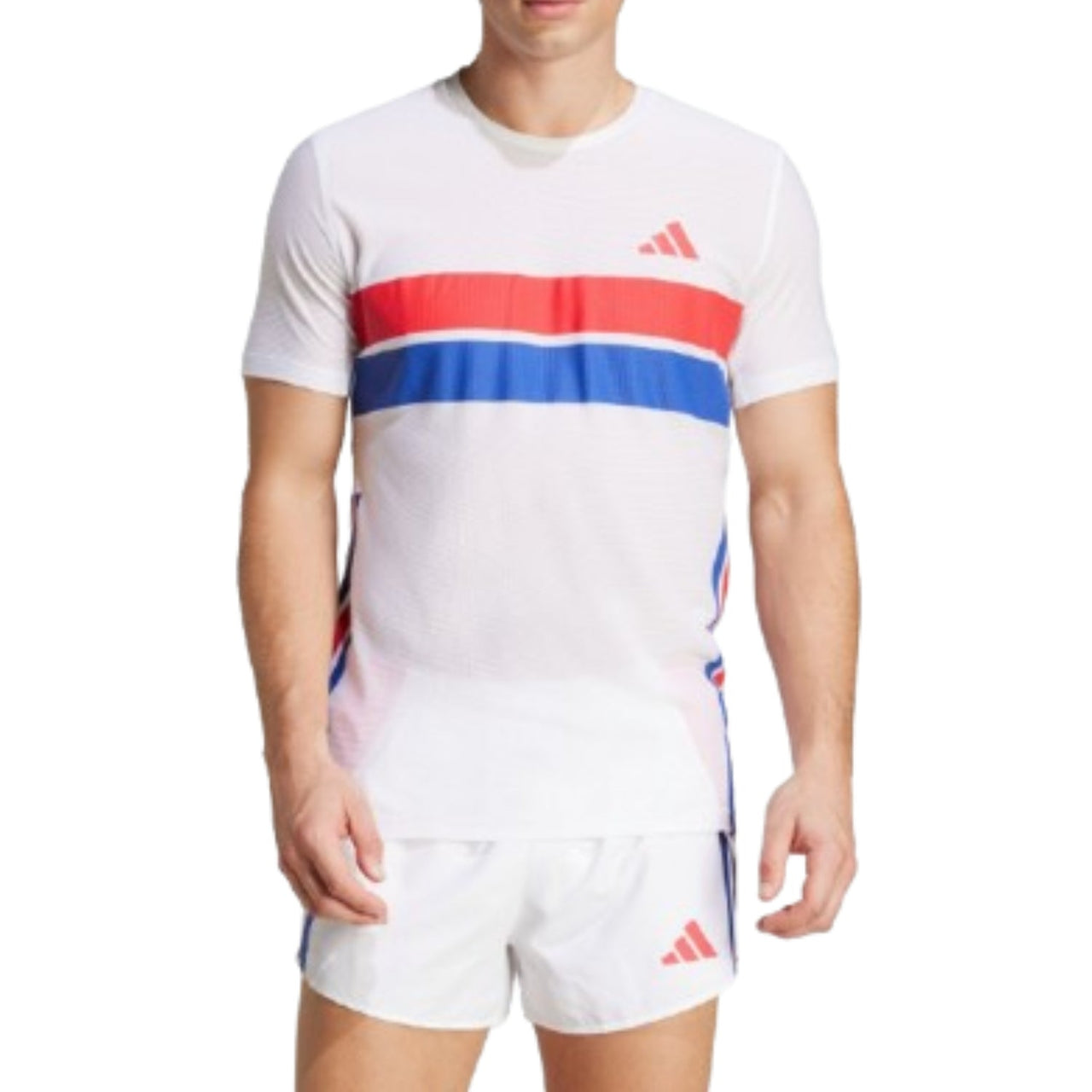 adidas Adizero Retro Running T-Shirt Asia Sizing 'White Blue Red' JD7315