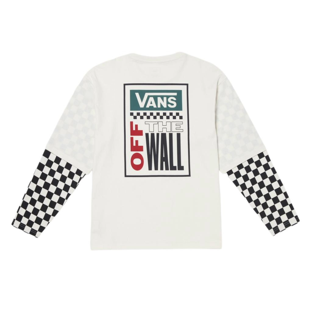 Vans Spaced Out Logo Checker Pearl Long Sleeve T-Shirt 'White Black' VN000GNWFS8