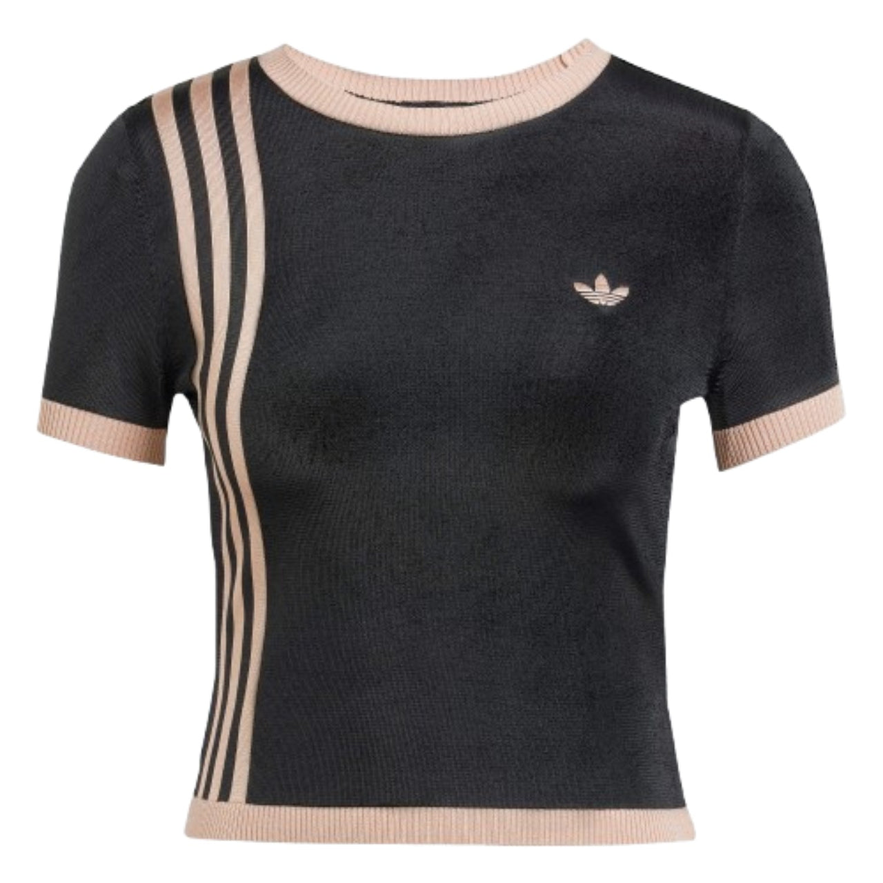 (WMNS) adidas Knitted 3-Stripes Short T-Shirt Asia Sizing 'Black' JJ0960