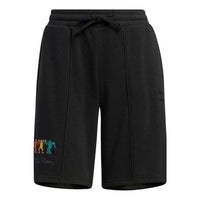 (WMNS) adidas Embroidered Letter Drawstring Shorts 'Black' HS6830