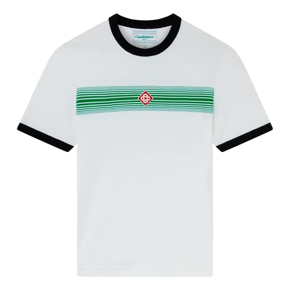 Casablanca Logo Stripe Ringer T-Shirt 'White' MS24-JTS-030-01