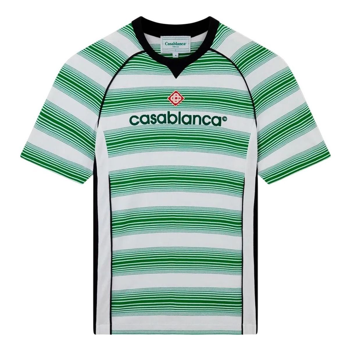 Casablanca Logo Stripe Paneled T-Shirt 'Green' MS24-JTP-239-01