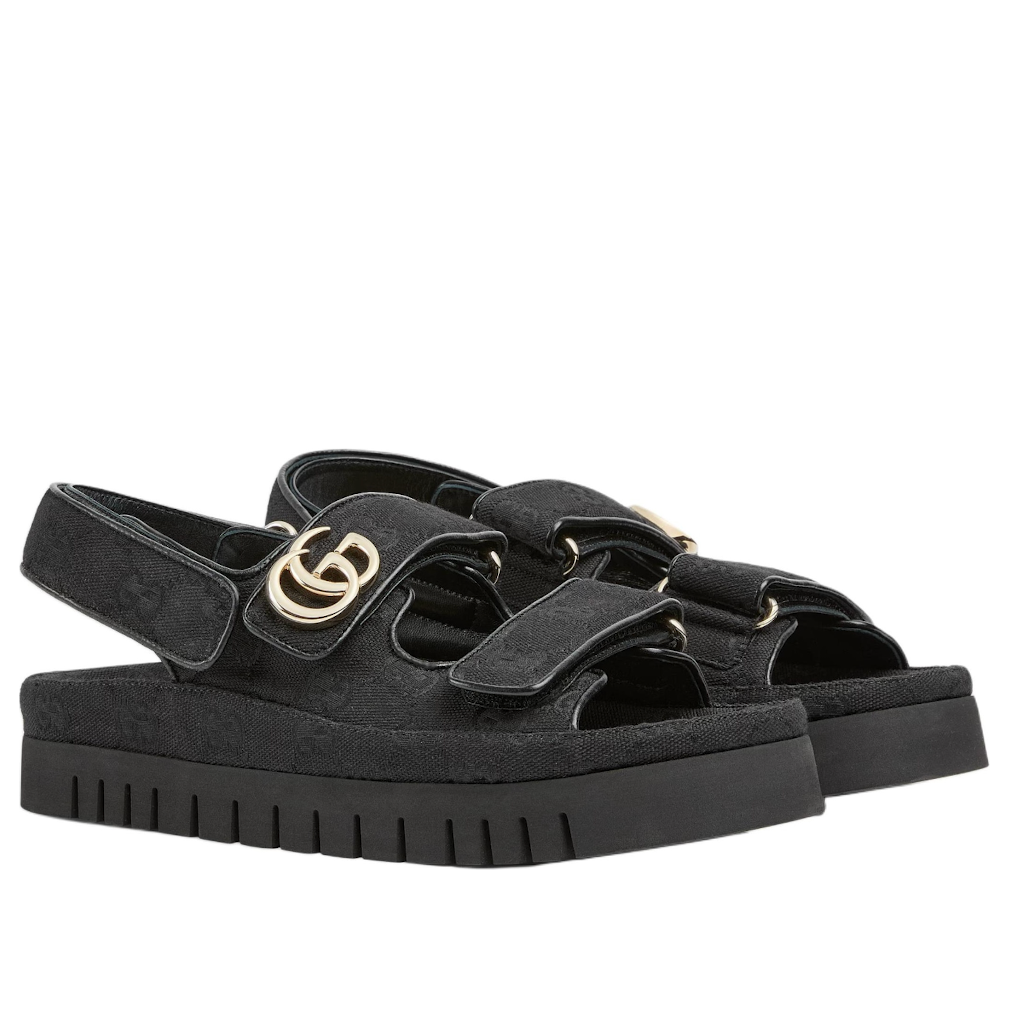 (WMNS) Gucci Double G Sandals 'Black' 816630-FAD9G-1000