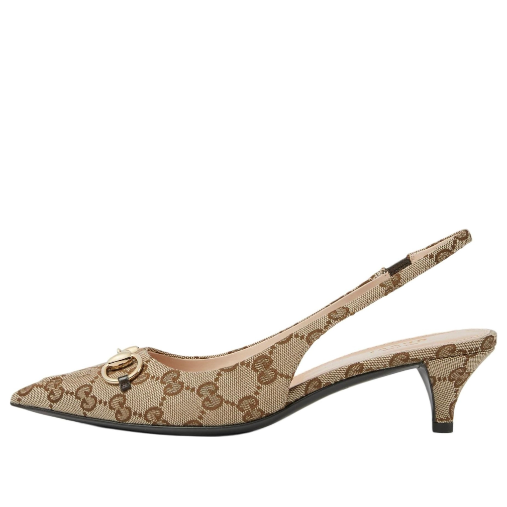 (WMNS) Gucci Horsebit Slingback Heels 'Beige Canvas' 782627-2HK80-9763
