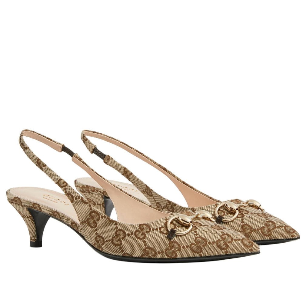 (WMNS) Gucci Horsebit Slingback Heels 'Beige Canvas' 782627-2HK80-9763