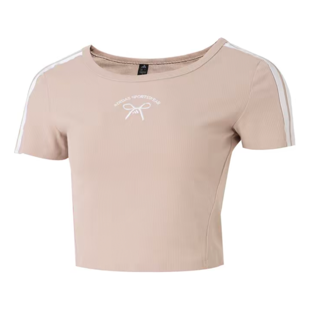 (WMNS) adidas Crop 3 Stripes T-Shirt Asia Sizing 'Pink' JZ3183