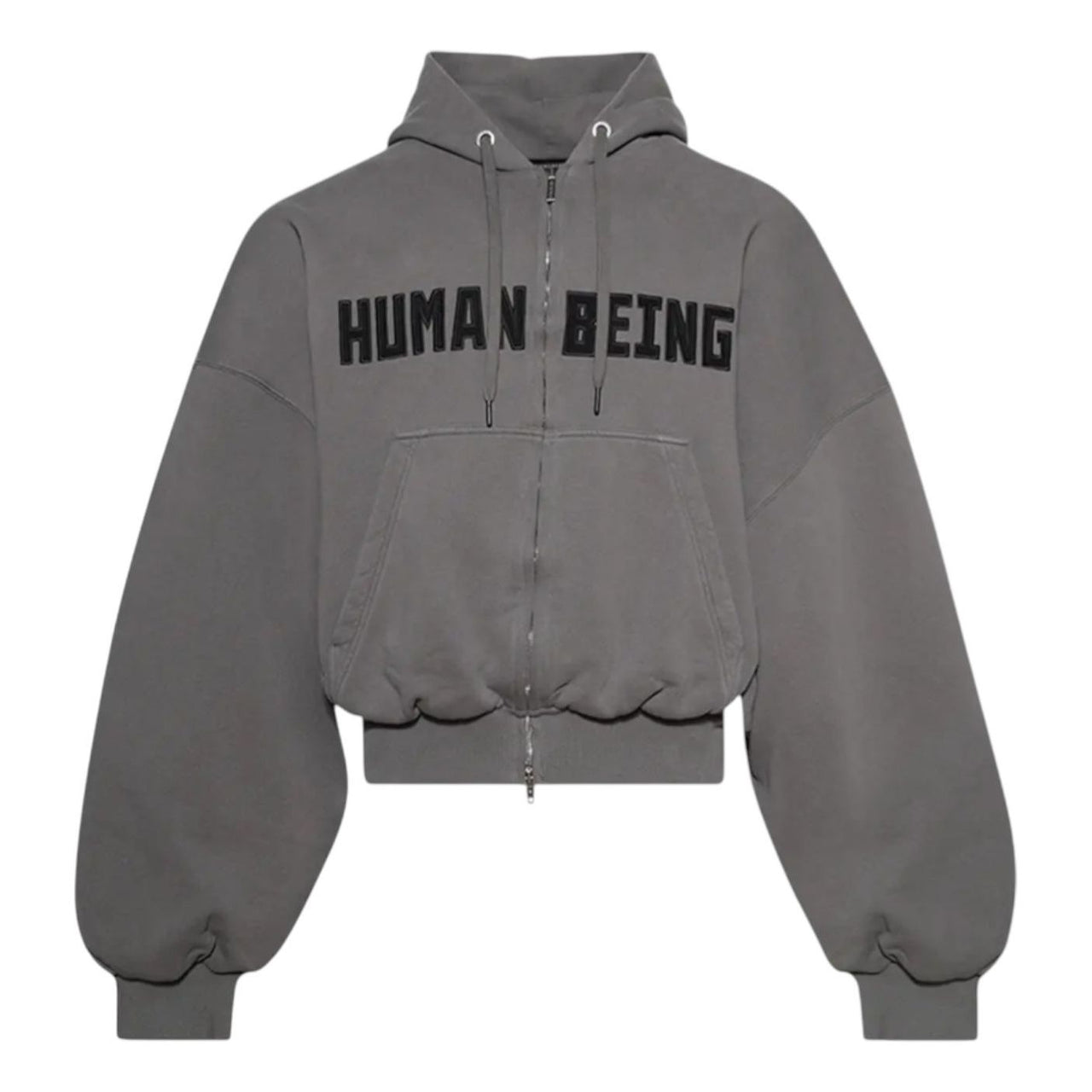 Balenciaga Human Being Round Zip-Up Hoodie 'Dark Grey' 827153TSVB91441
