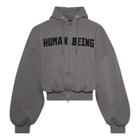 Balenciaga Human Being Round Zip-Up Hoodie 'Dark Grey' 827153TSVB91441