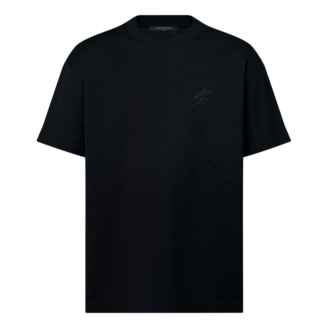 LOUIS VUITTON Damier Cotton Pique T-Shirt 'Black' 1AFRAL