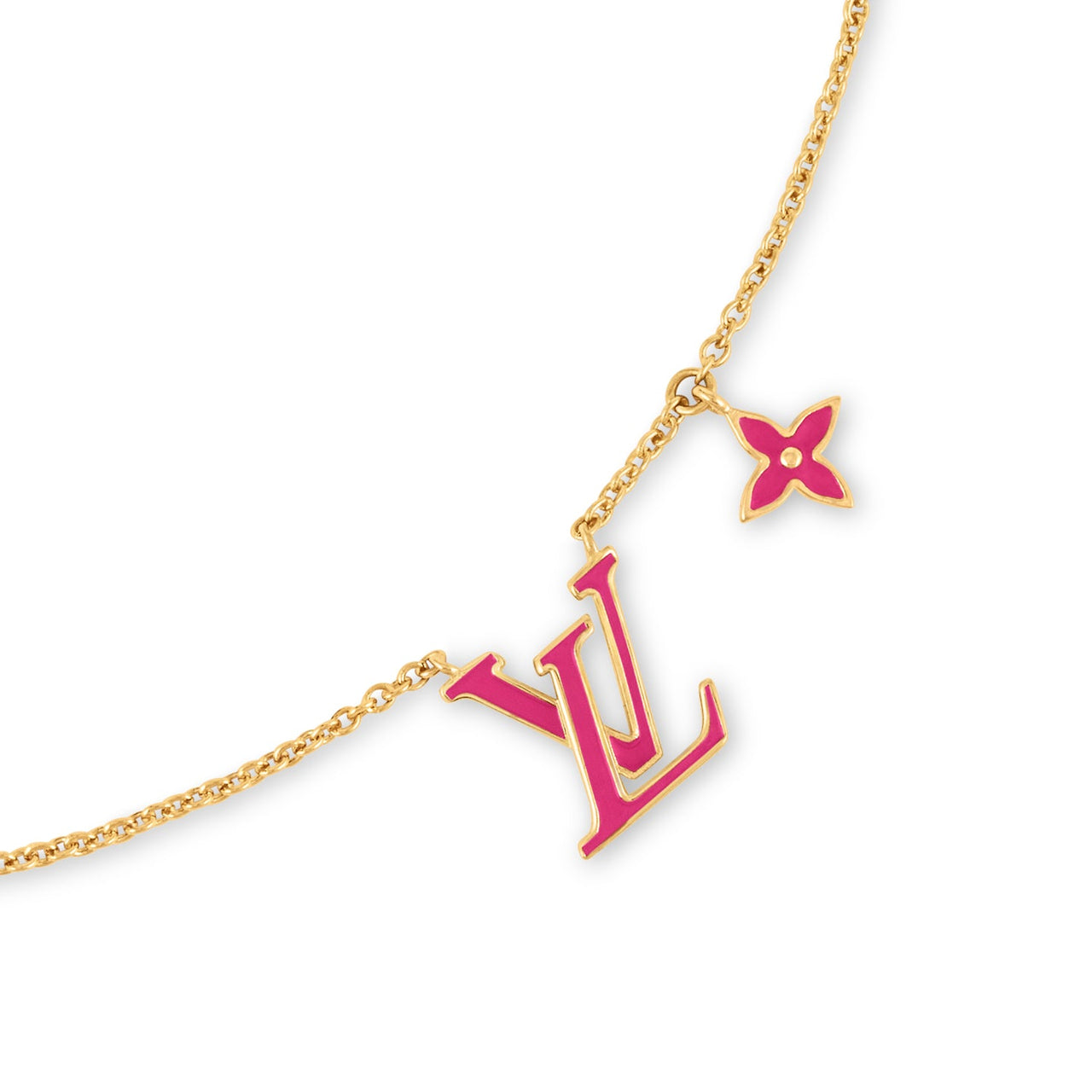 (WMNS) LOUIS VUITTON Iconic Enamel Necklace 'Gold Fuchsia' M01094