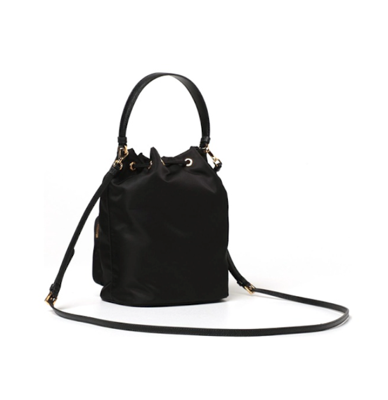(WMNS) PRADA SS26 Duet Re-Nylon bucket bag 'Black Gold' 1BH038-RV44-F0002