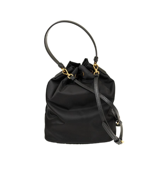 (WMNS) PRADA SS26 Duet Re-Nylon bucket bag 'Black Gold' 1BH038-RV44-F0002