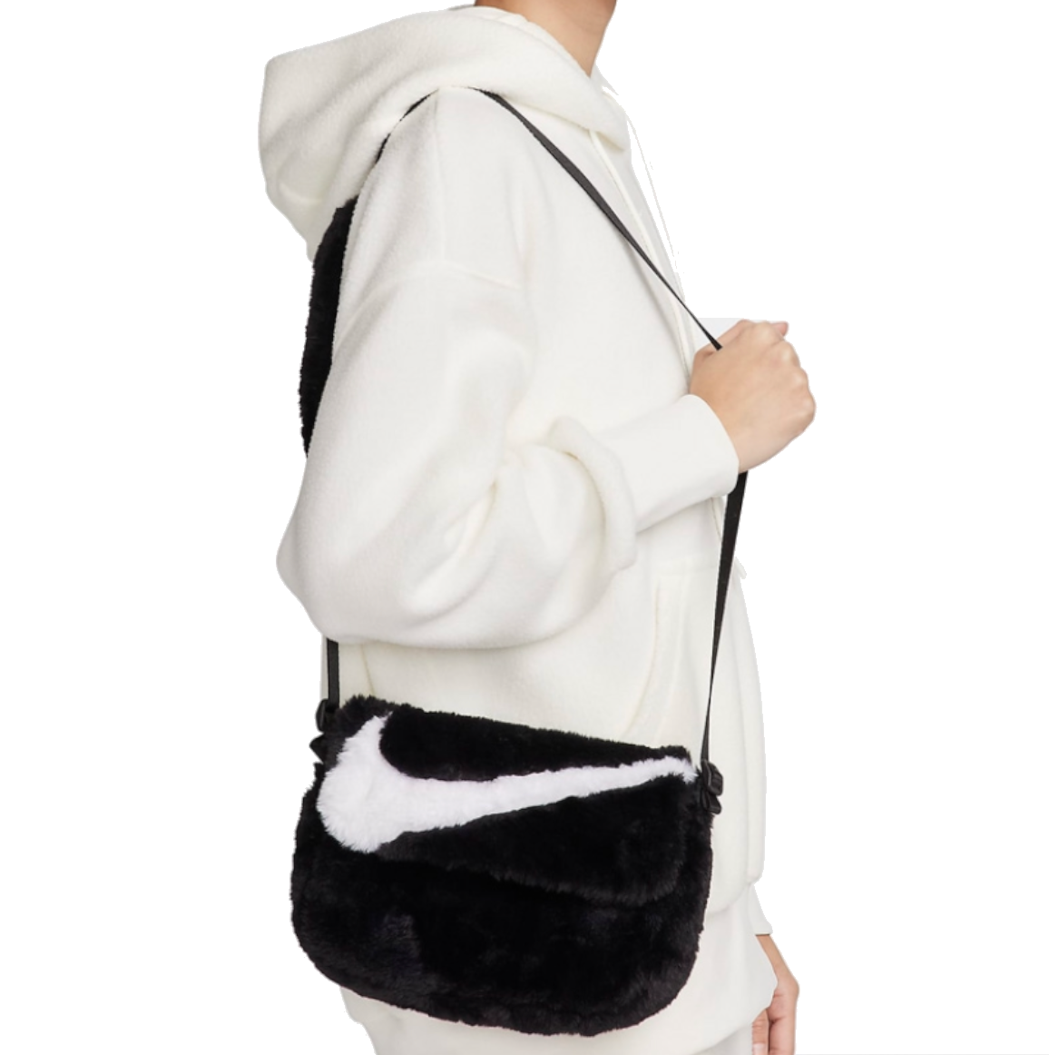 Nike Sportswear Futura 365 Faux Fur Crossbody Bag 1L 'Black White' FB3048-010