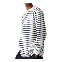 UNIQLO AIRism Cotton Striped Crew Neck T-Shirt Long Sleeve 'White' 477340-00