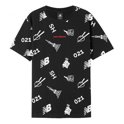 New Balance Printing Short Sleeve Couple Style Black AMT02372-BK