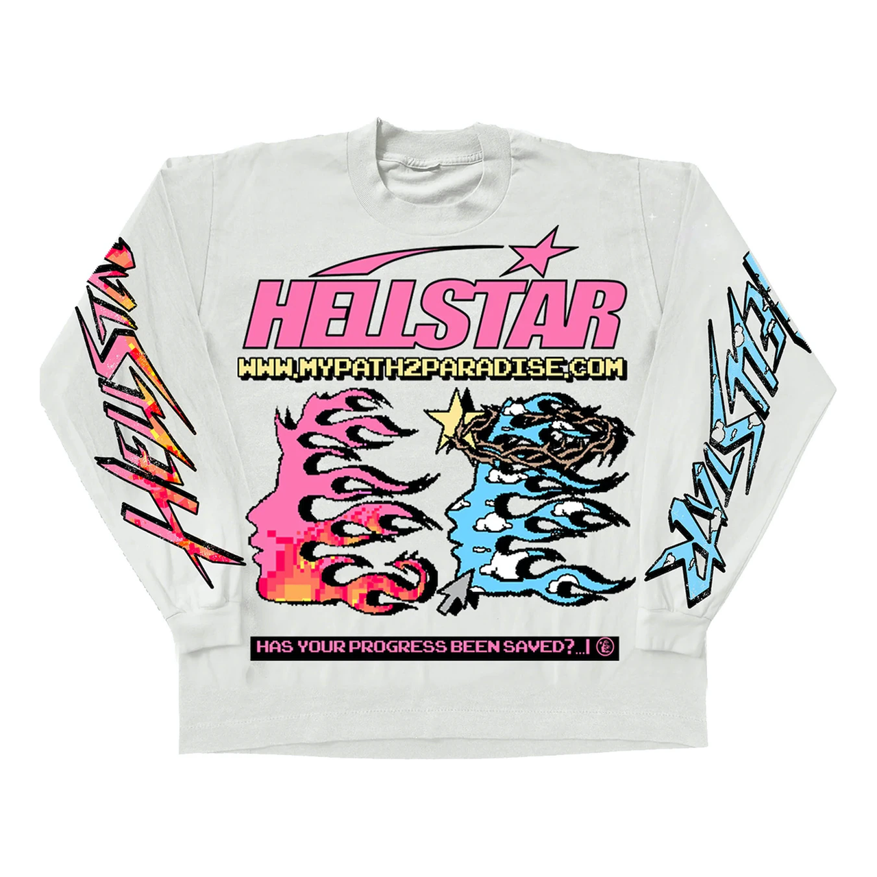 Hellstar Pixel Long Sleeves Tee 'White' HSPLS540-WHIT
