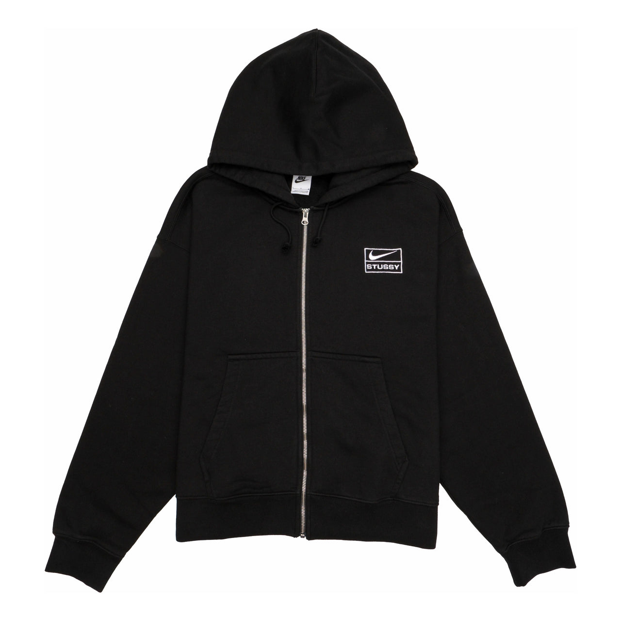 Nike x Stussy SS24 Full-Zip Fleece Hoodie 'Black White' FJ9175-010