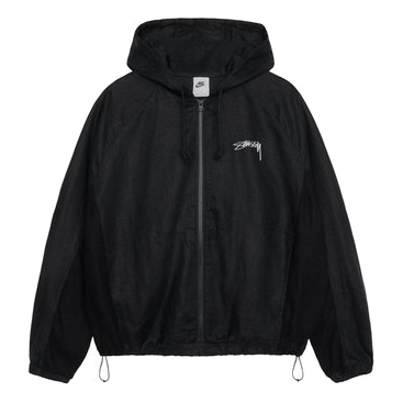 Nike x Stussy Linen Jacket Hoodie 'Black White' FZ5751-010