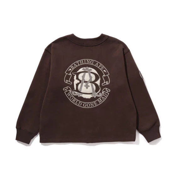 A Bathing Ape College Badges Cardigan 'Brown' 0ZXSWM113063LBWX
