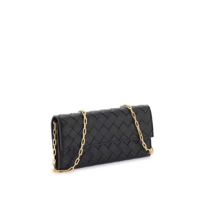 (WMNS) Bottega Veneta Wallet On Chain 'Black Gold' 741892-VCPP3-8425