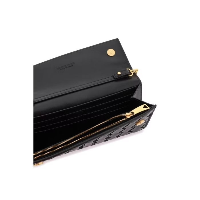 (WMNS) Bottega Veneta Wallet On Chain 'Black Gold' 741892-VCPP3-8425