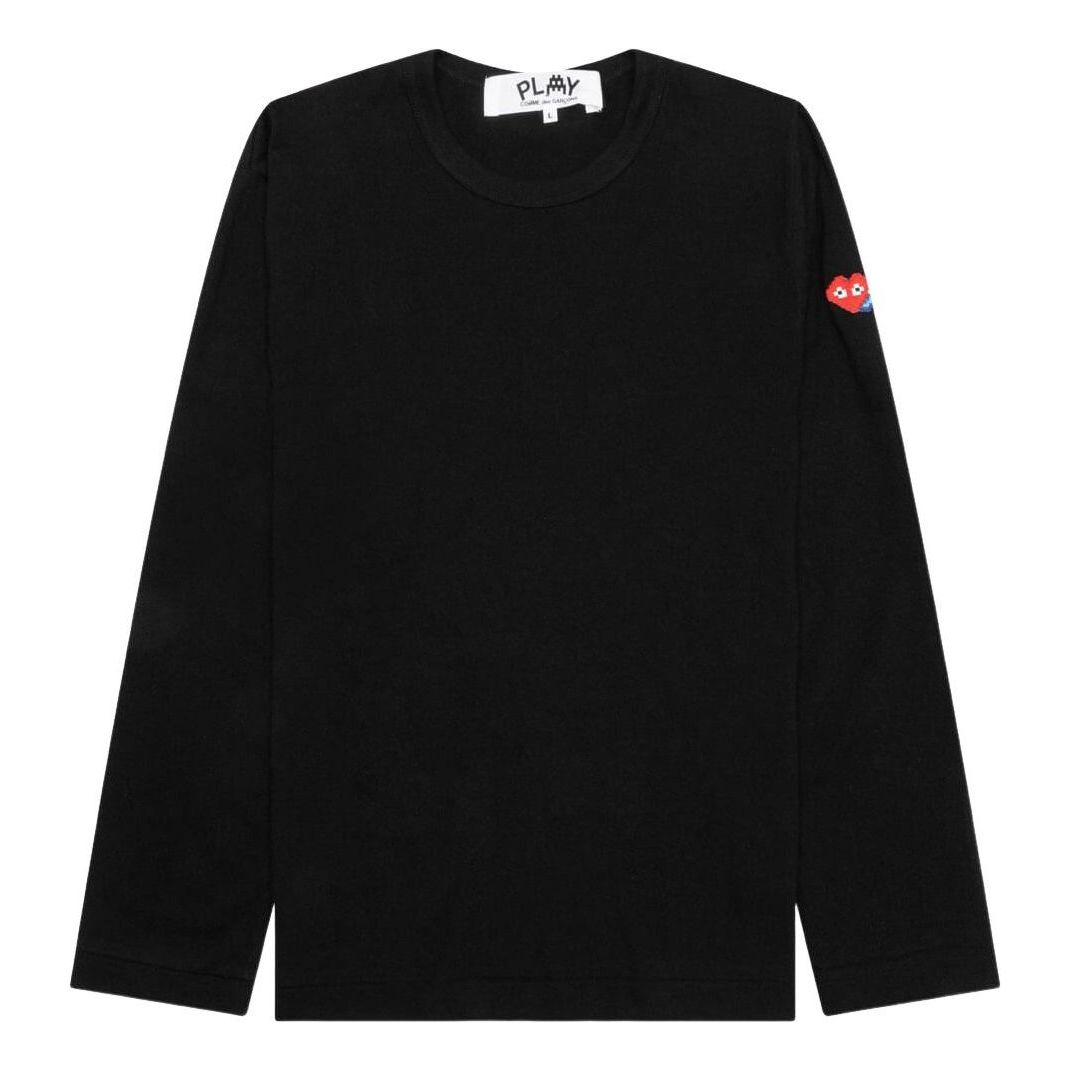 COMME des GARCONS PLAY SS25 x Invader Double Pixel Heart Long Sleeve T-Shirt 'Black' AZ-T330-051-1