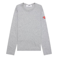 (WMNS) COMME des GARCONS PLAY SS25 x Invader Double Pixel Heart Long Sleeve T-Shirt 'Gray' AZ-T329-051-2