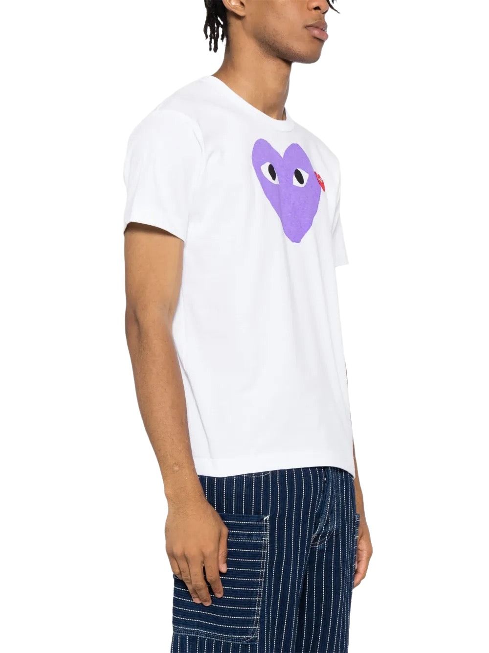 COMME des GARCONS PLAY SS25 Red Heart Printed Purple Heart T-Shirt 'White' AX-T106-051-1