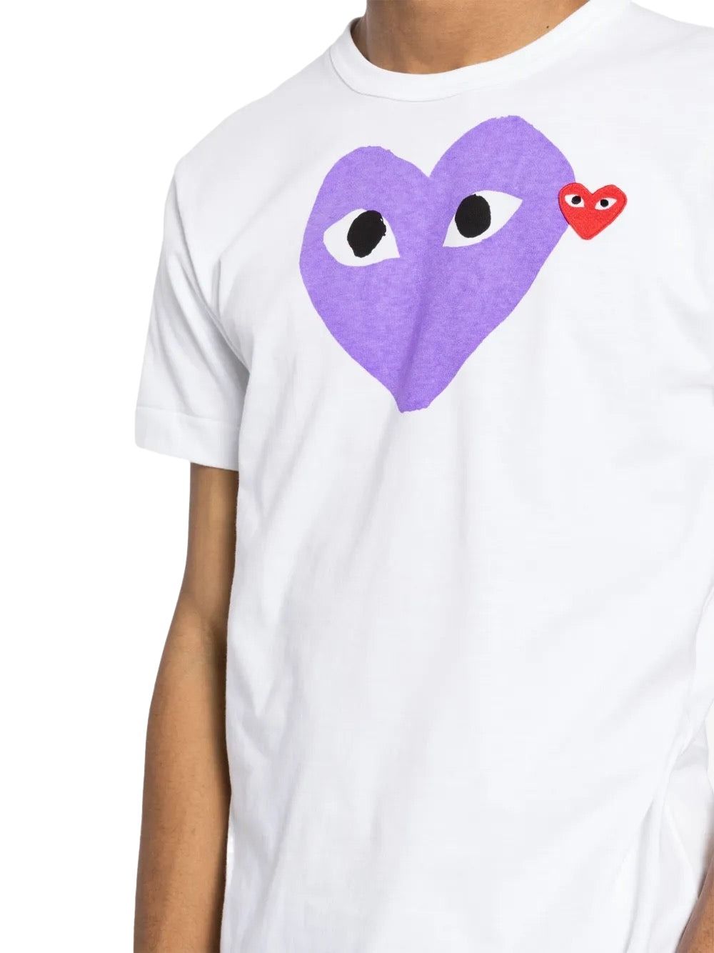 COMME des GARCONS PLAY SS25 Red Heart Printed Purple Heart T-Shirt 'White' AX-T106-051-1