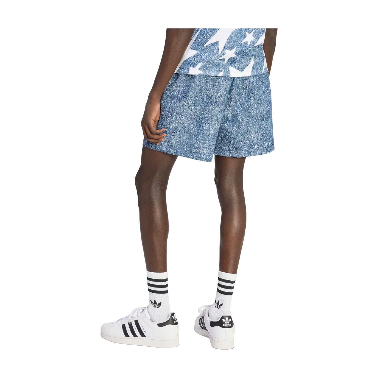 adidas Denim Graphic Shorts 'White Dark Blue' KB2804