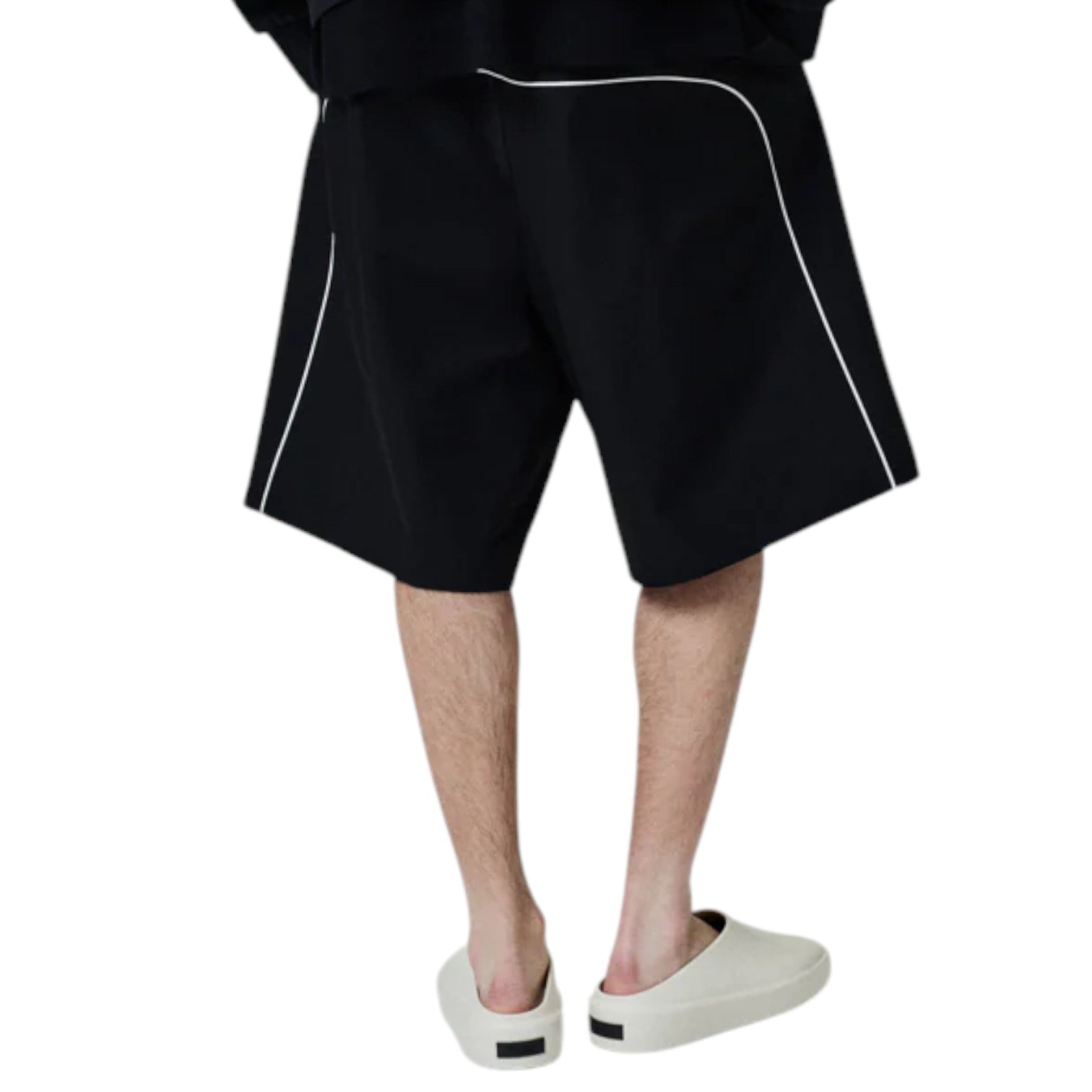 Fear of God Essentials Relaxed Fleece Sweatshort With Piping 'Jet Black Cloud White' 160SP254550F