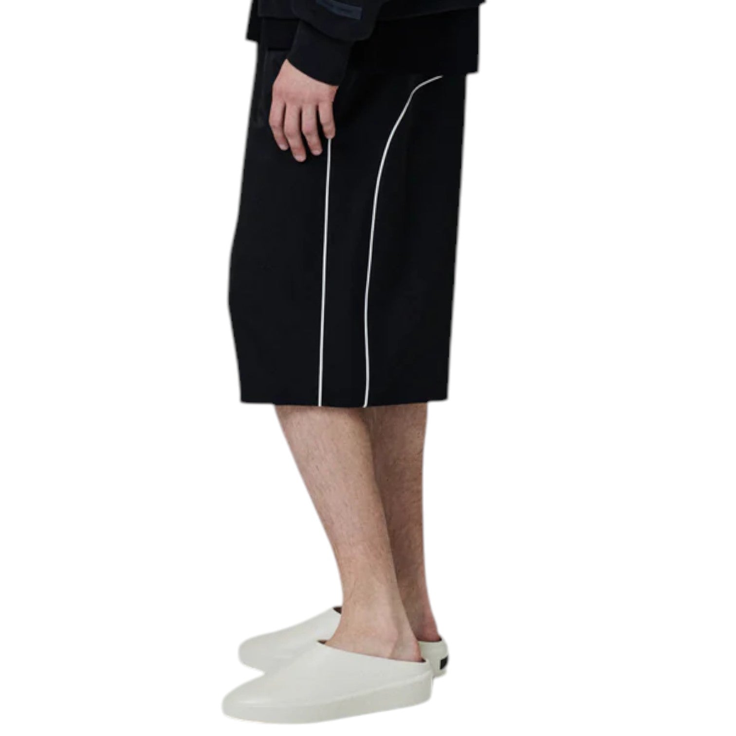 Fear of God Essentials Relaxed Fleece Sweatshort With Piping 'Jet Black Cloud White' 160SP254550F