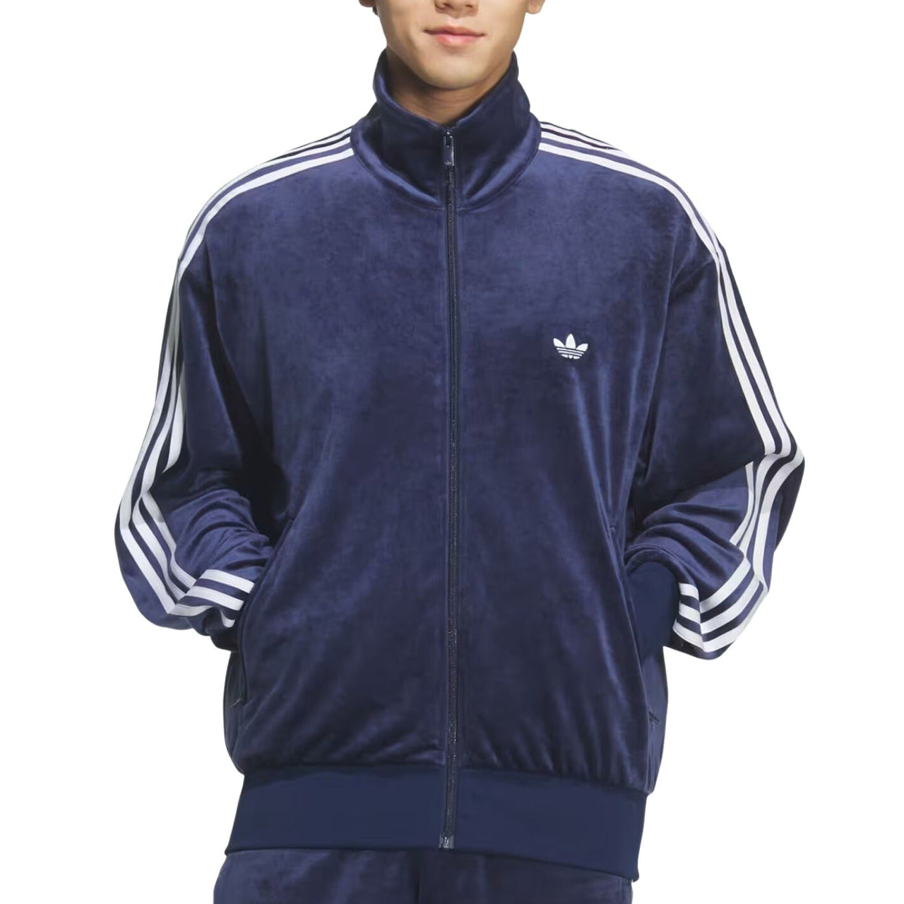 adidas Firebird Velour Track Jacket Asia Sizing 'Night Indigo' KQ5475