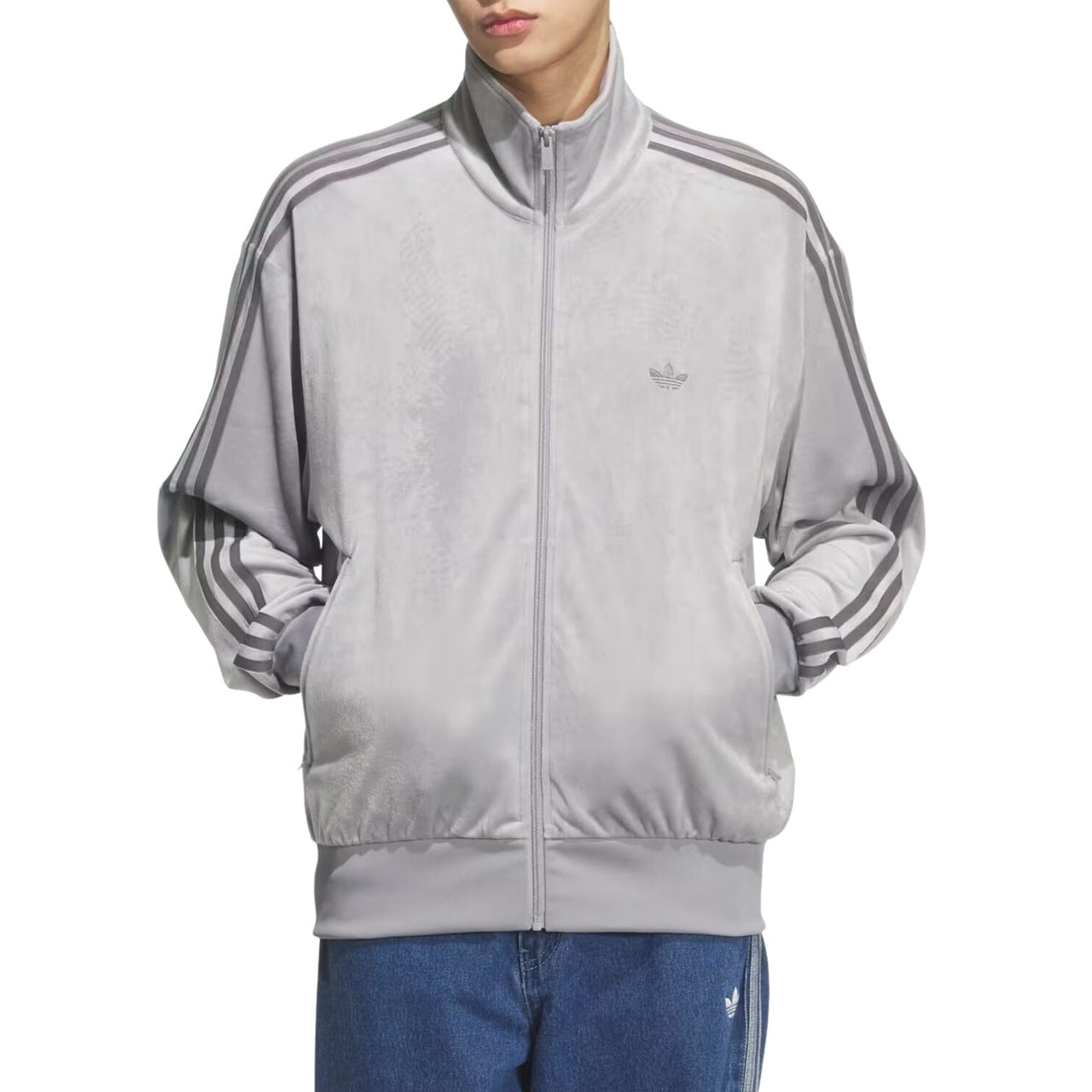 adidas Firebird Velour Track Top 'Light Onix' KQ5476