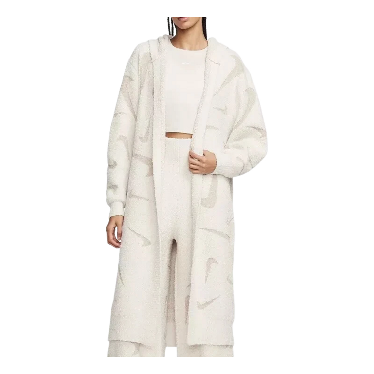 (WMNS) Nike Sportswear Phoenix Cozy Boucle Long Knit Cardigan 'White' FD4282-105