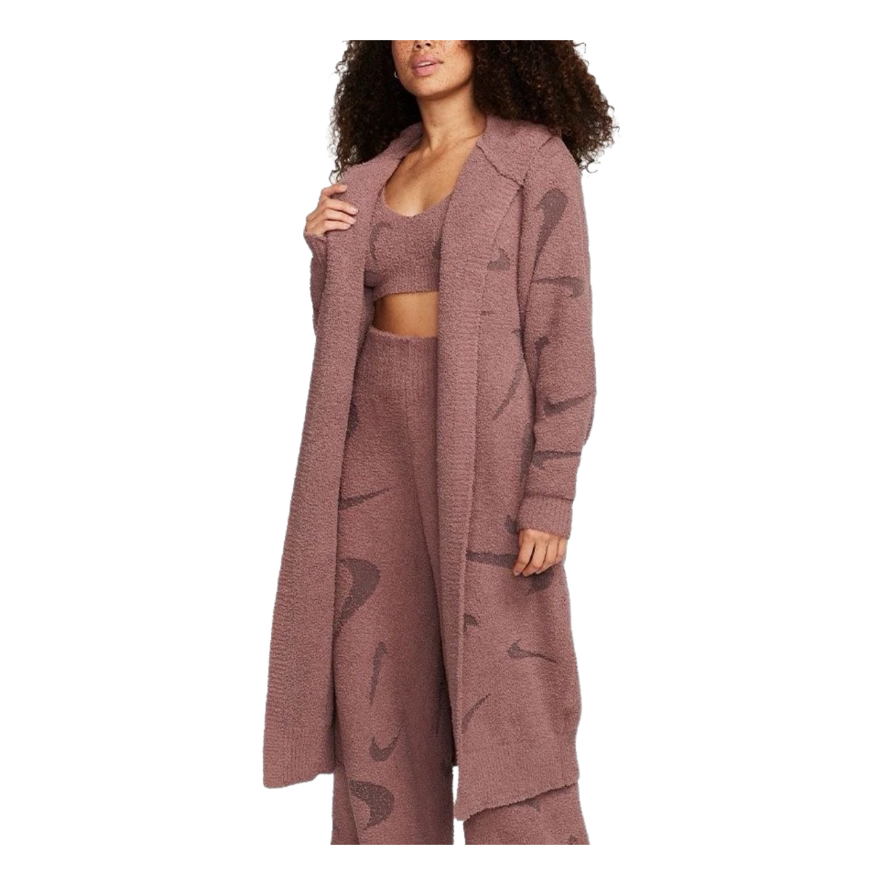 (WMNS) Nike Sportswear Phoenix Cozy Boucle Long Knit Cardigan 'Mauve' FD4282-208