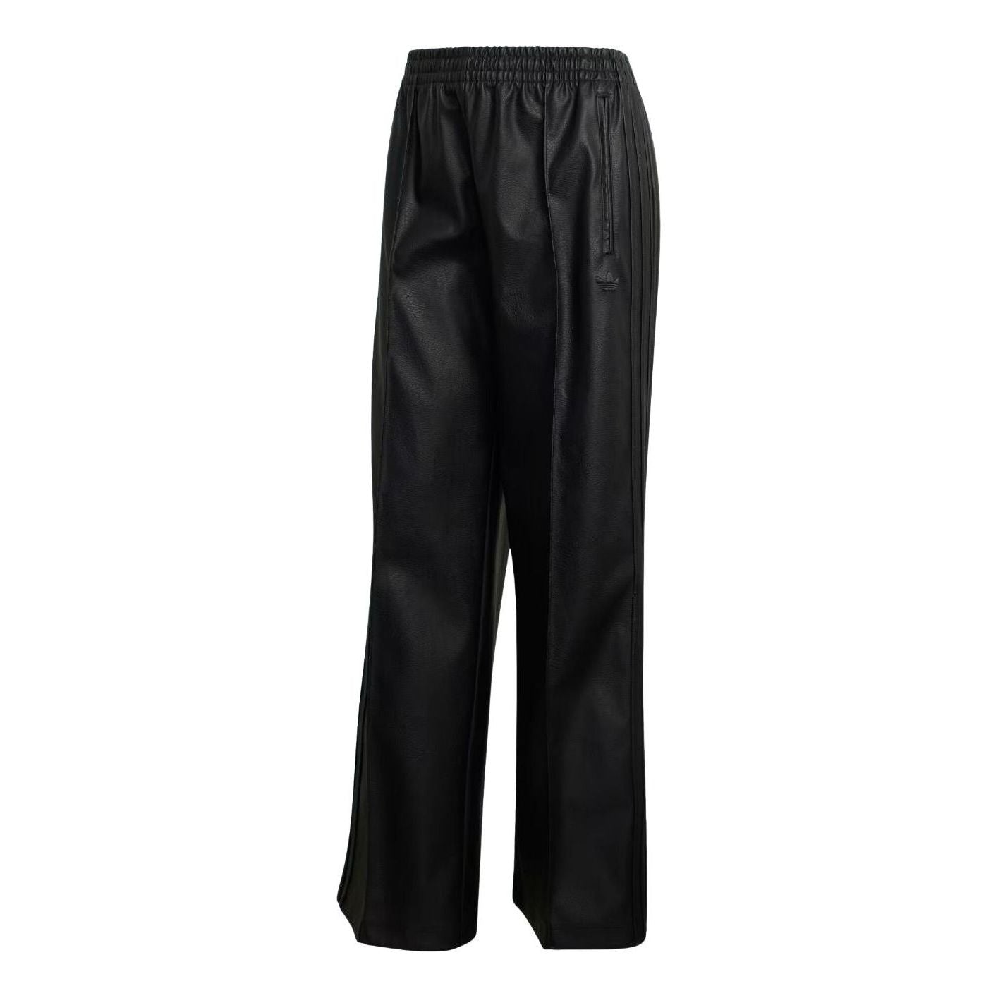 (WMNS) adidas Firebird Loose Pleather Pant Asia Sizing 'Black' KU1806