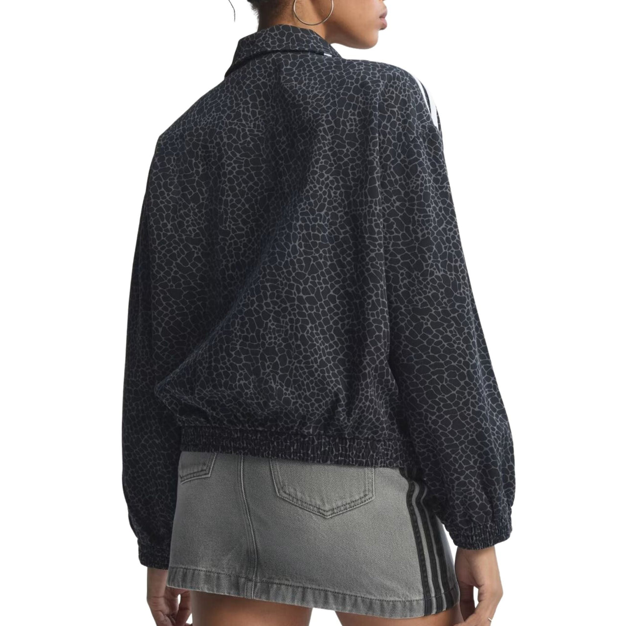 (WMNS) adidas Firebird Oversized Aop Denim Jacket 'Black Grey Six' KD8809