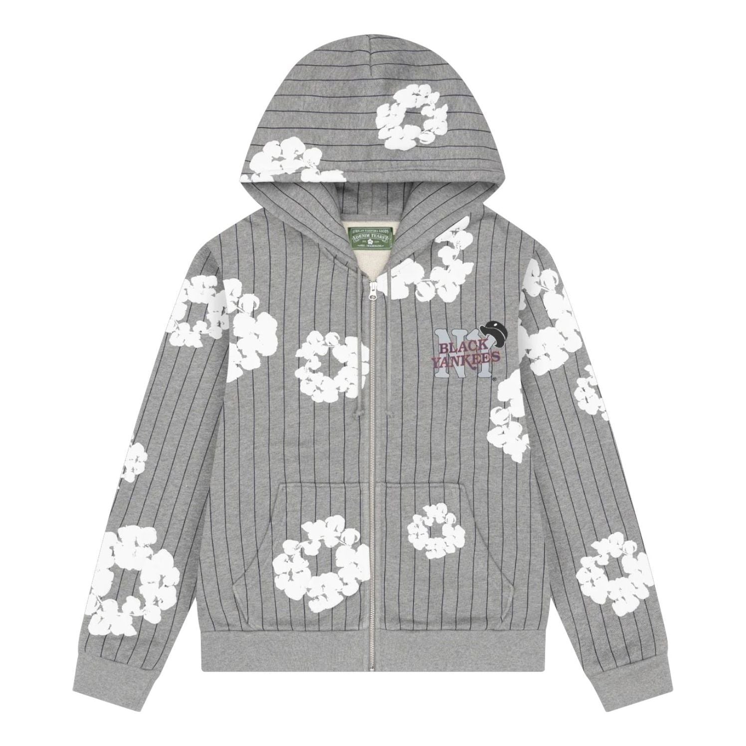Denim Tears Pinstripe Wreath Zip Hoodie 'Grey' FW25TZH11262027