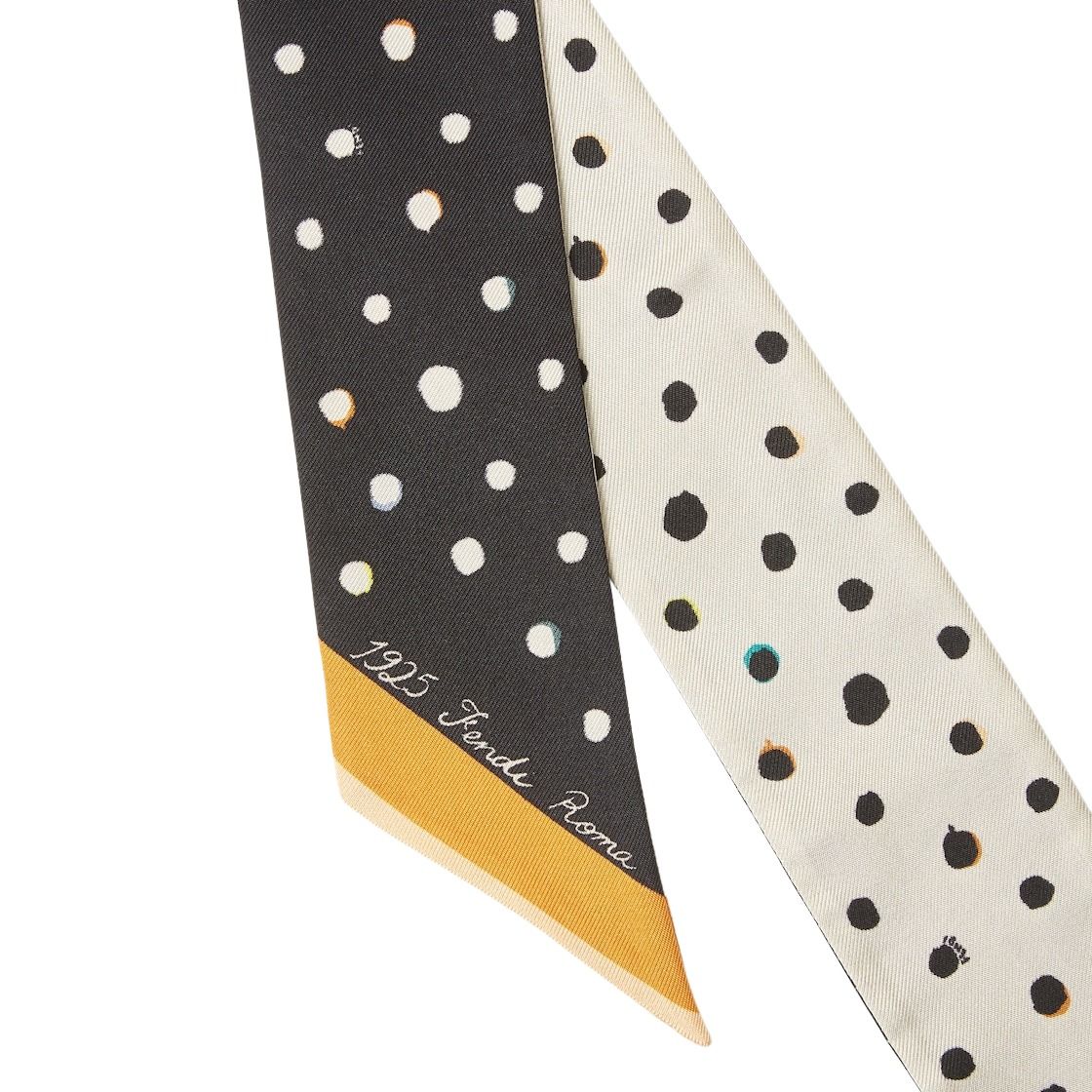 (WMNS) Fendi SS26 Wrappy Falena Dots Silk Scarf 'Black White' FXT011AWEYF0ZE7