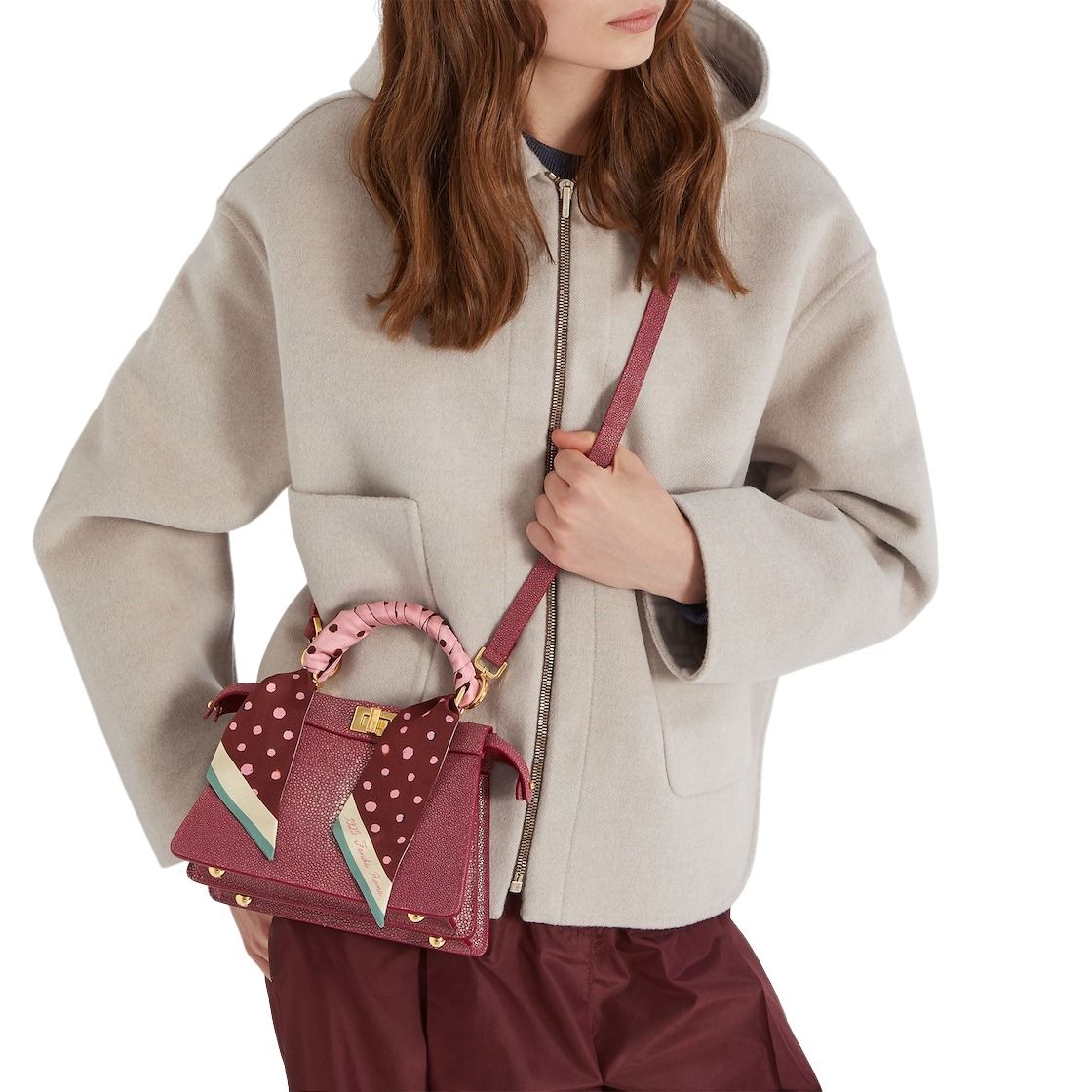 (WMNS) Fendi SS26 Wrappy Silk Scarf 'Burgundy Pink' FXT011AWEYF1VHA
