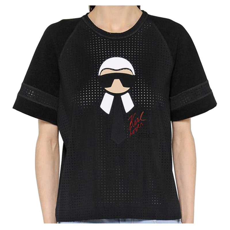 (WMNS) FENDI Printed Techno Mesh & Jersey T FXX562-OB6-BK