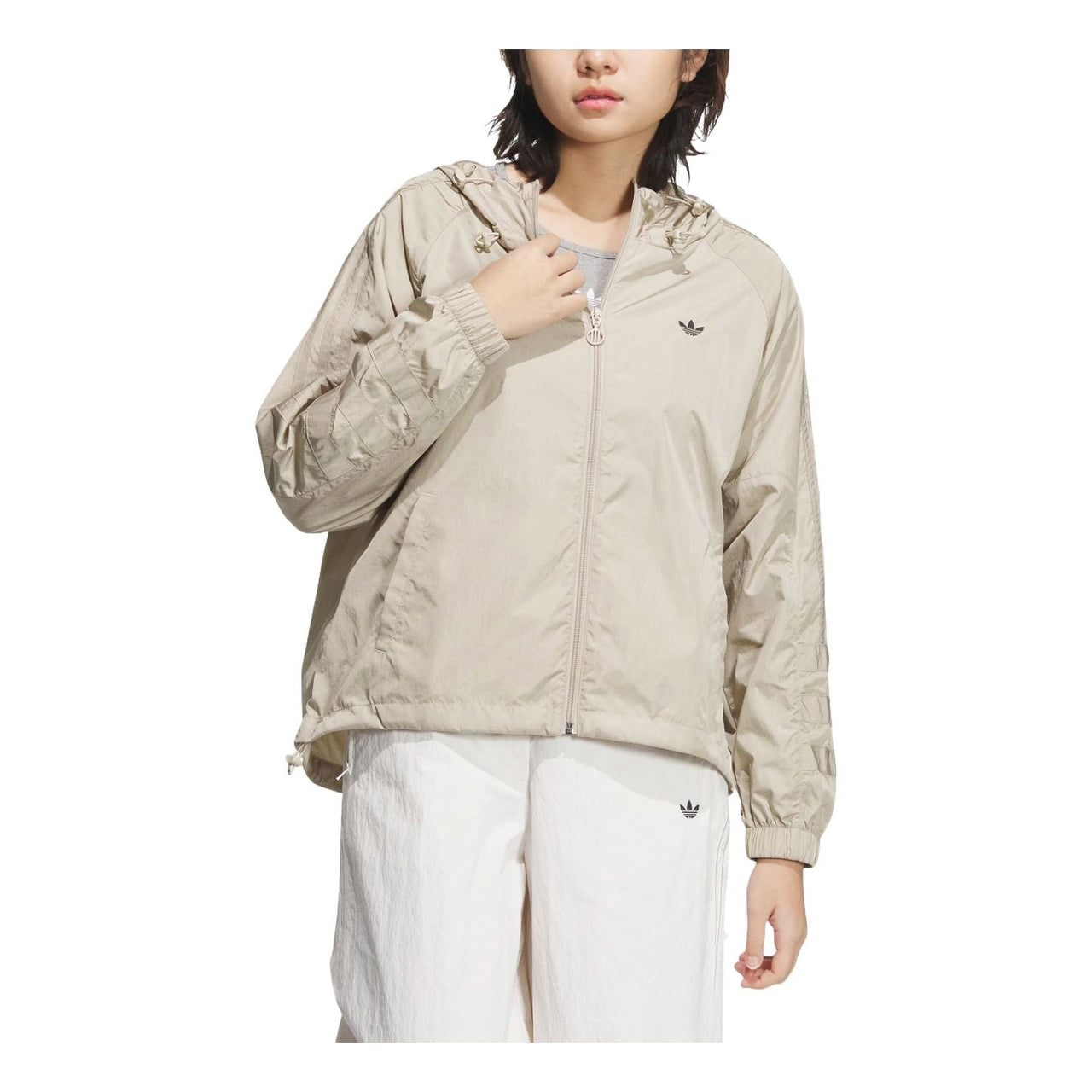 (WMNS) adidas Fat 3-Stripes Windbreaker 'Wonder Beige' JD6382