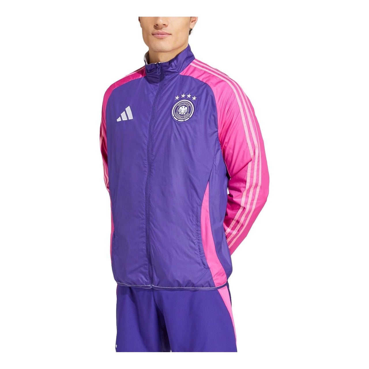 adidas Germany Anthem Football Jacket Asia Sizing 'Purple Pink' IX0405
